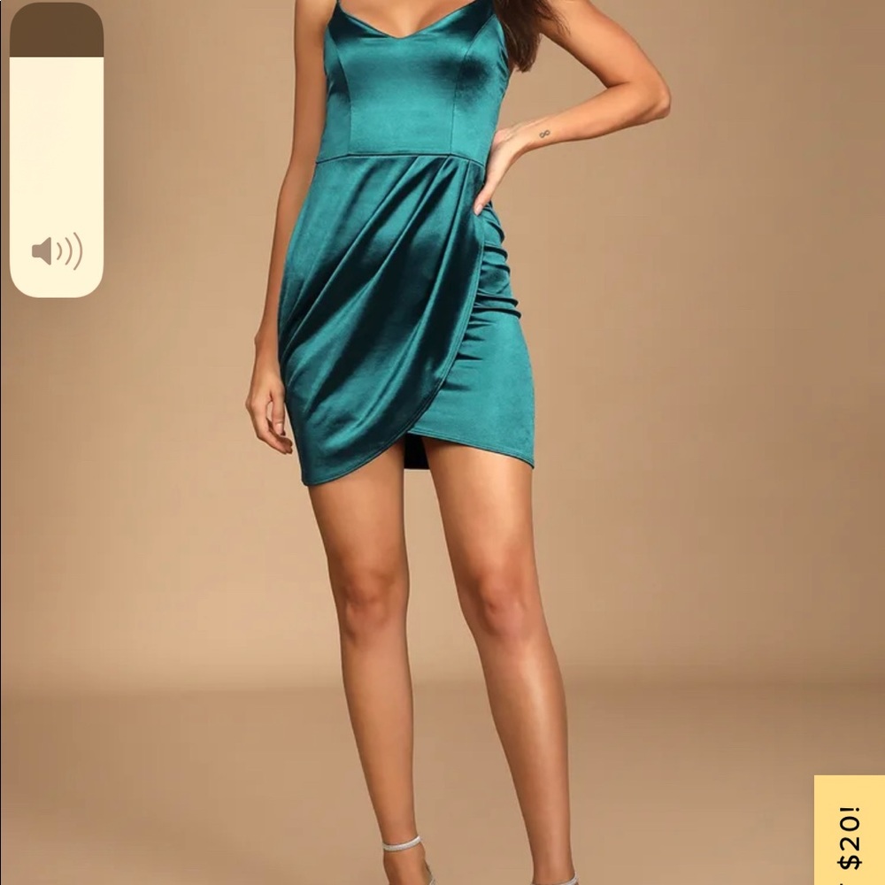 PERFECT FOR PROM OR WEDDING GUEST! Lulus Teal Satin Bodycon Dress.Brand new.Sz M